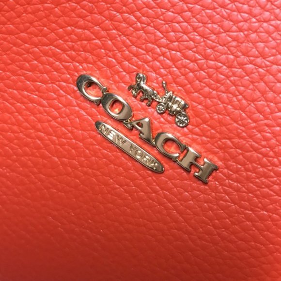 NWT COACH Im/Mango/Wine Leather Tote Bag - Picture 6 of 9